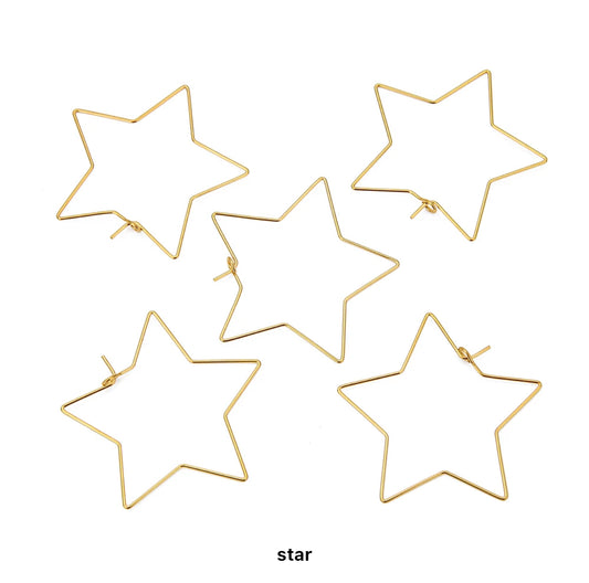 SS 1154 - Star Hoops 18k gold plated stainless steel - per pair - anti tarnish