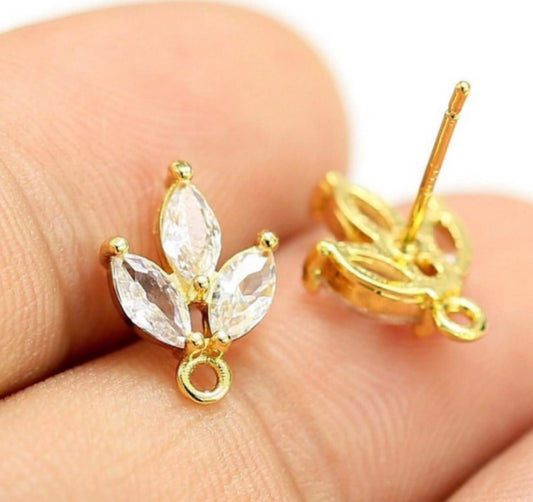 CZ567 3 petal zircon crystal stud