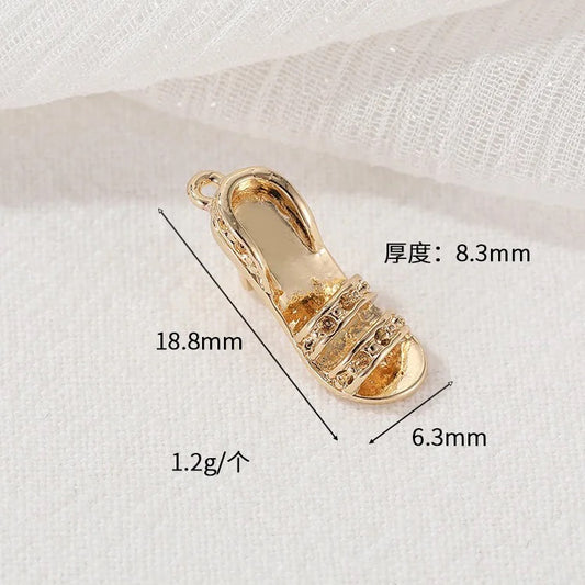 CZ 1839 Slipper heels 14k gold plated charm ( 1 pc ) - anti tarnish