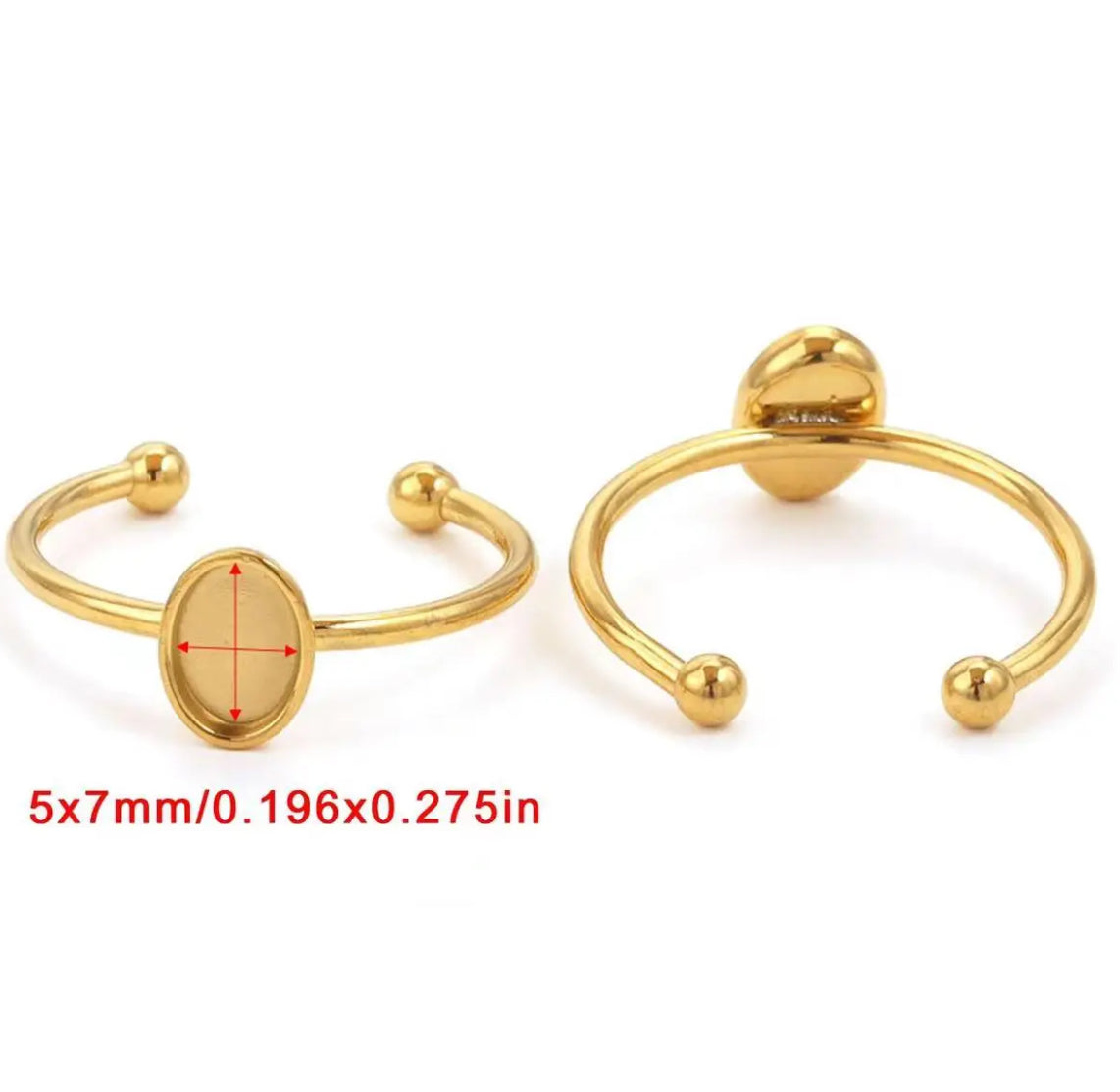 RB 920 Small oval stainless steel gold ring - per piece