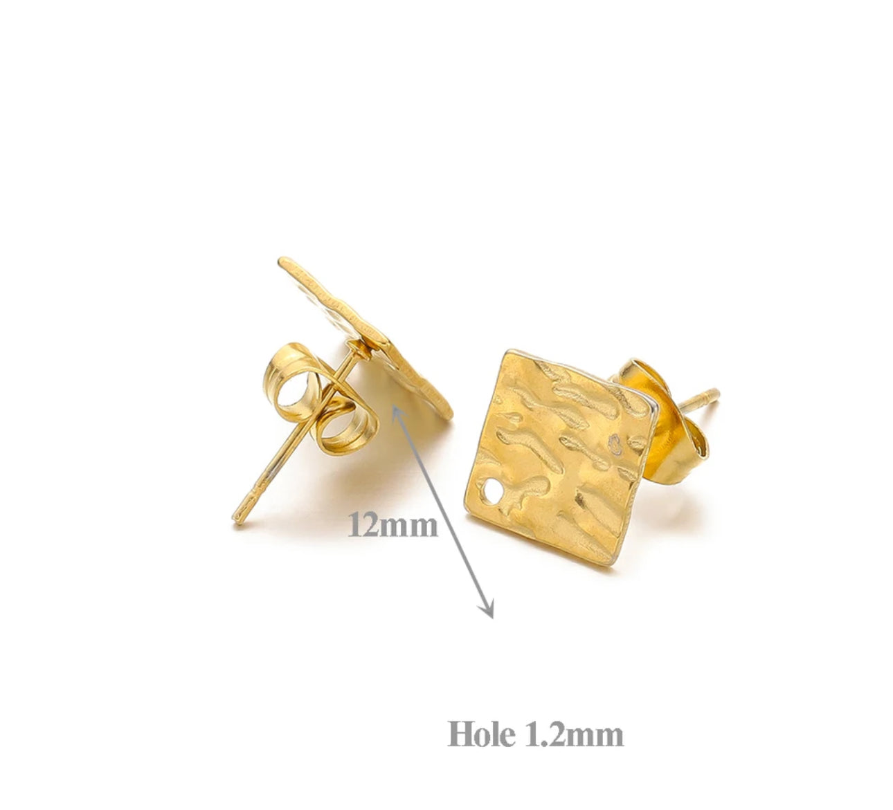 SS 1189 - square stud - 18k gold plated stainless steel - per pair - anti tarnish