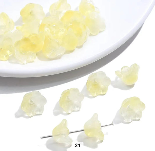 GB 1783 dual tone yellow flower glass bead ( 1 pc )