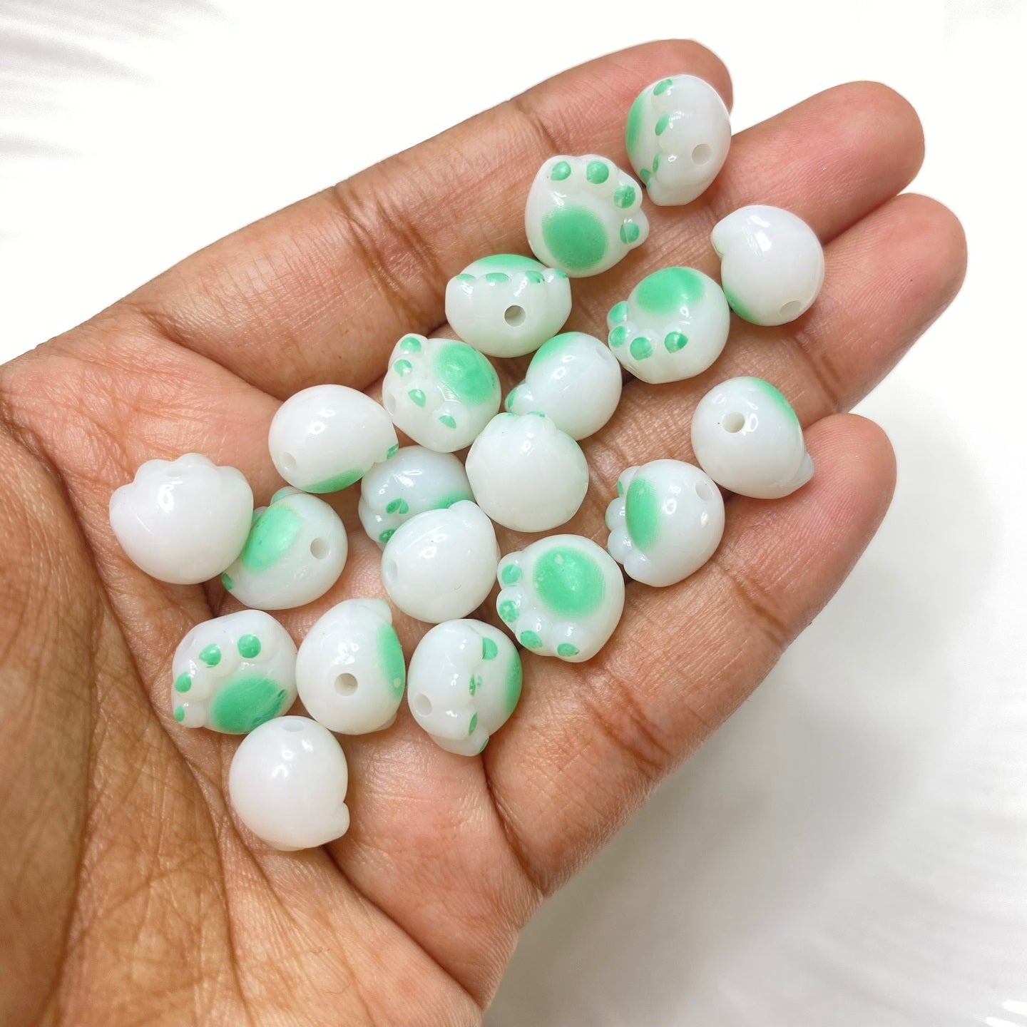 A755 Green paw bead