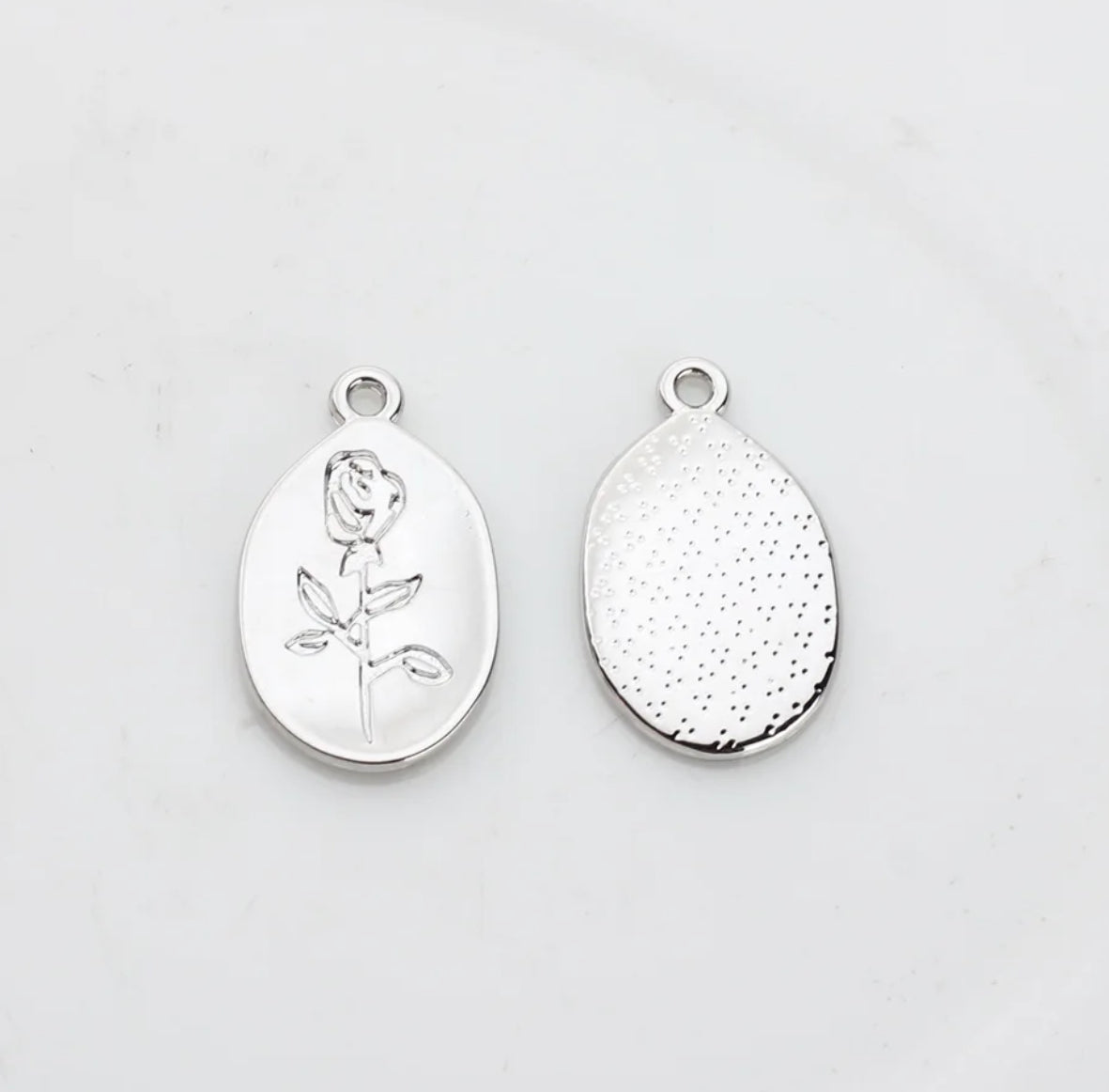 SP 1204 Rose hanging silver alloy charm - tarnish resistant - per piece