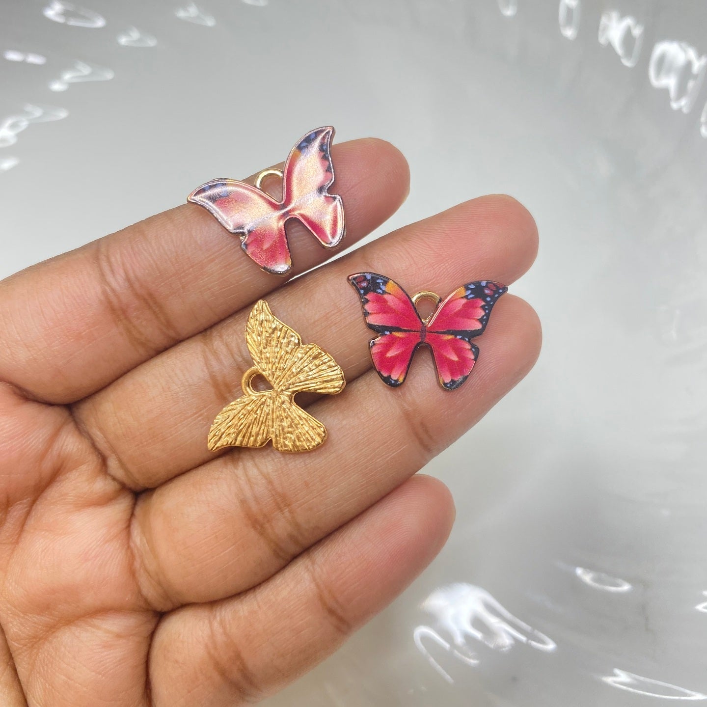 Ec 819 Red big butterfly enamel charm