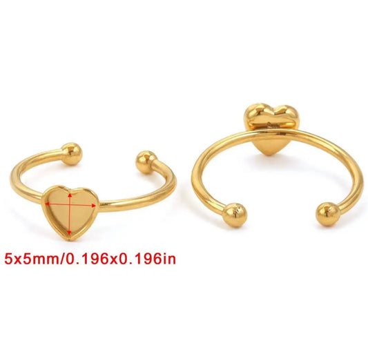 RB 915 Heart stainless steel gold ring - per piece