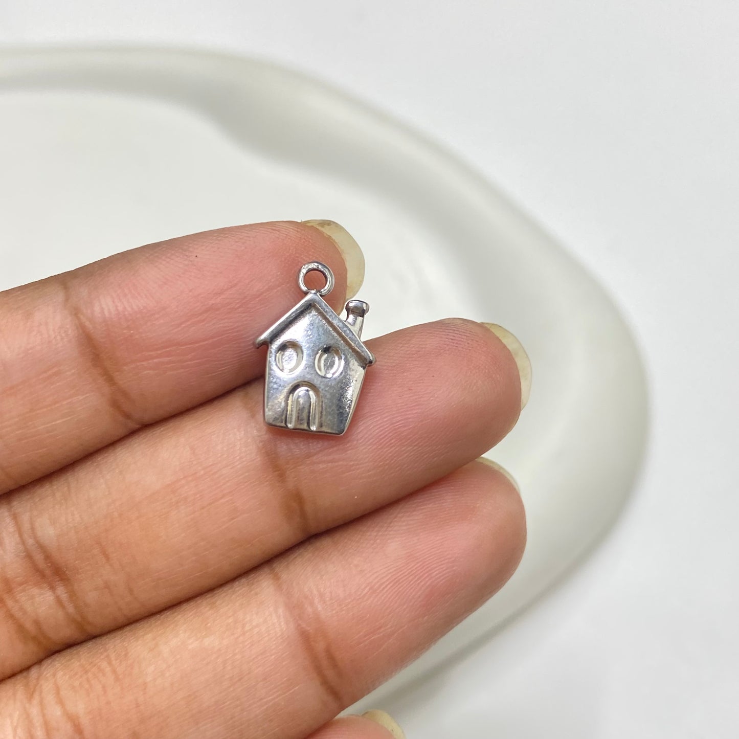 SS 1877 House silver Stainless steel charm( 1 pc ) Anti tarnish