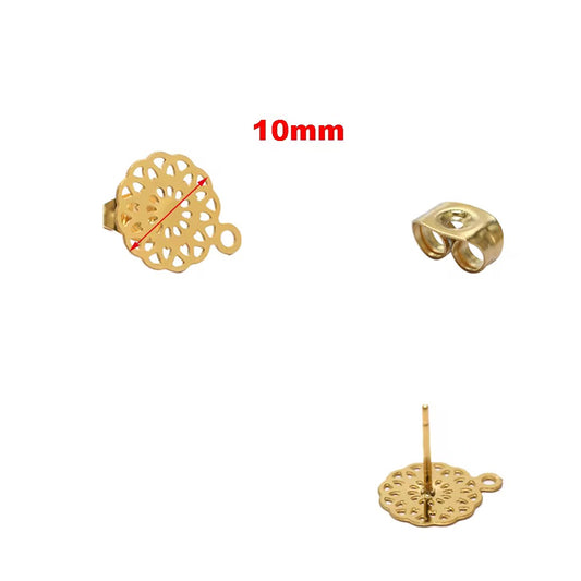 SS 2241 - 18k gold plated Stainless steel stud ( 2 pc ) Anti tarnish