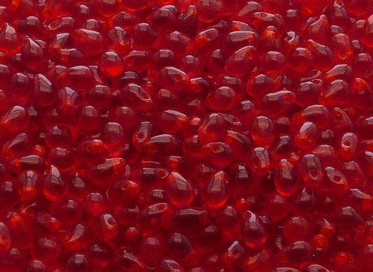 CB 1097 Czech pressed Glass Teardrop Beads Ruby- per piece