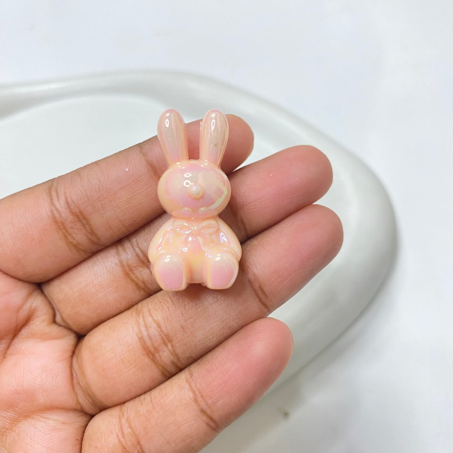 AC 1478 Rabbit uv plated shiny irrediscent Acrylic bead- per piece