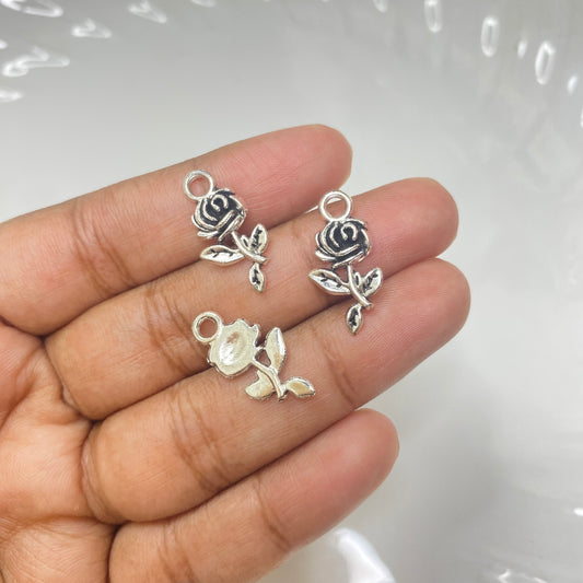 A820 Rose antique silver charm