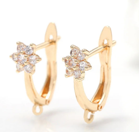 CZ574 zircon flower gold plated stud