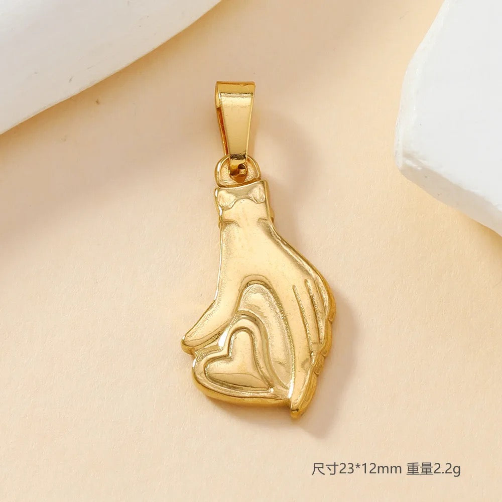 SS 1873 Hand holding heart  Stainless steel charm with pendant bail ( 1 pc ) Anti tarnish