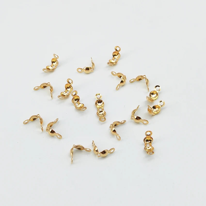 SS 1019 - Calotte end crimp bead clasp gold plated stainless steel ( 1 pc ) Anti tarnish