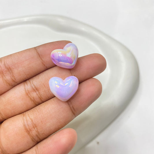 AC 1487 Heart rainbow uv plated shiny irrediscent Acrylic bead- per piece