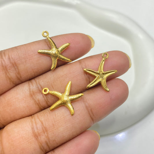 SS 1164 - Star fish charm 18k gold plated stainless steel - per piece - anti tarnish