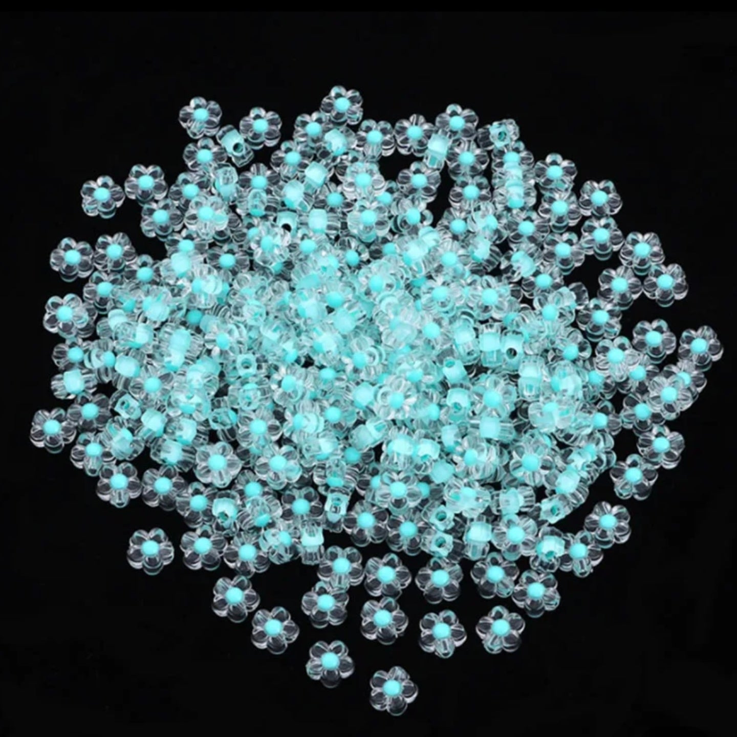 A753 Plum blossom flower bead - Light blue