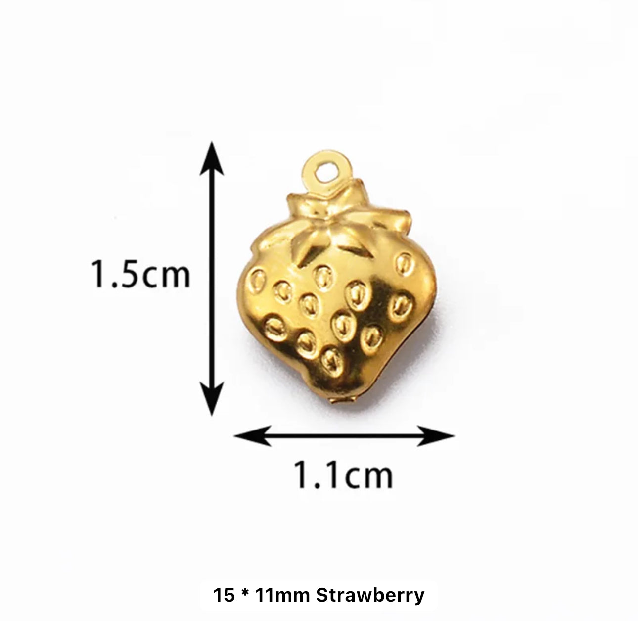 SS 1299 - strawberry charm 18k gold plated stainless steel - per piece - anti tarnish