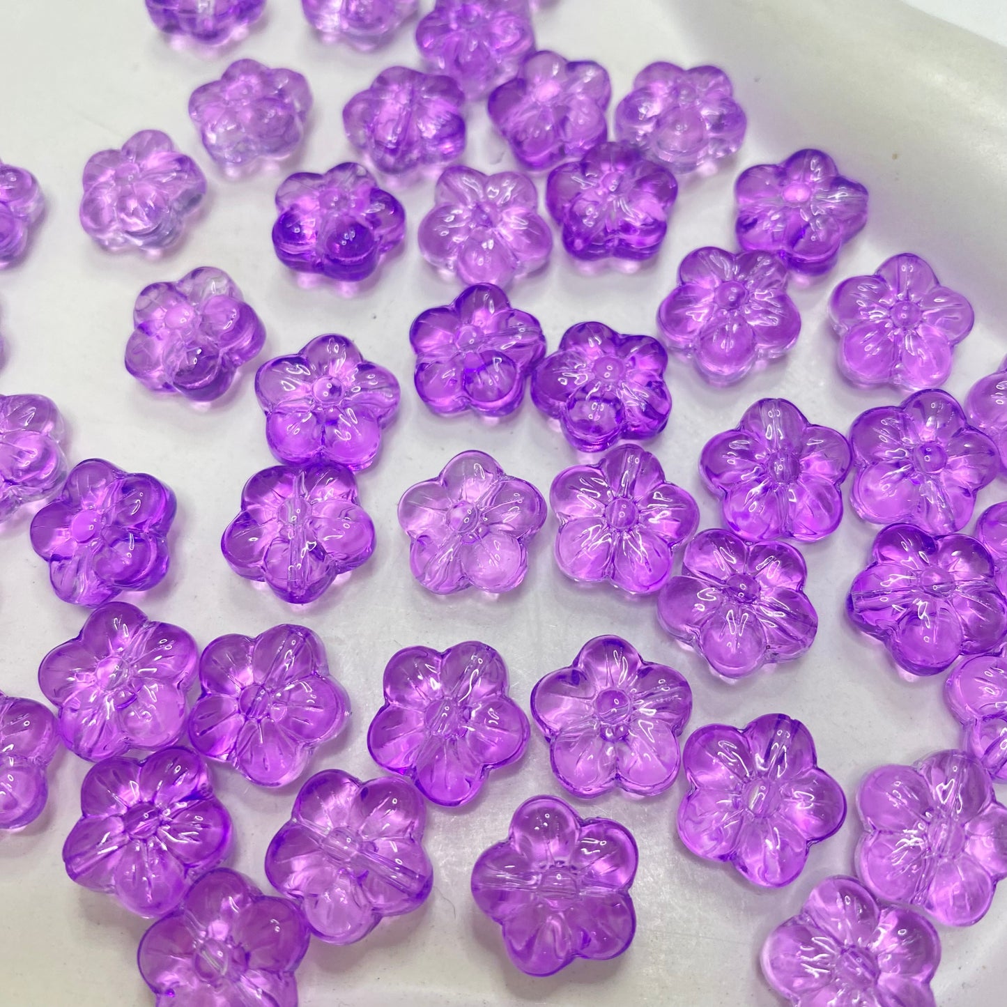 GB 2113 Purple flower glass bead ( 1 pc )