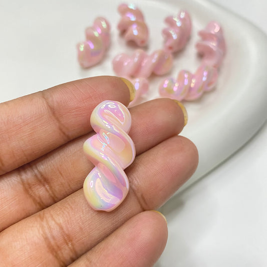 AC 1132 light pink iridescent Swirl Acrylic bead - per piece