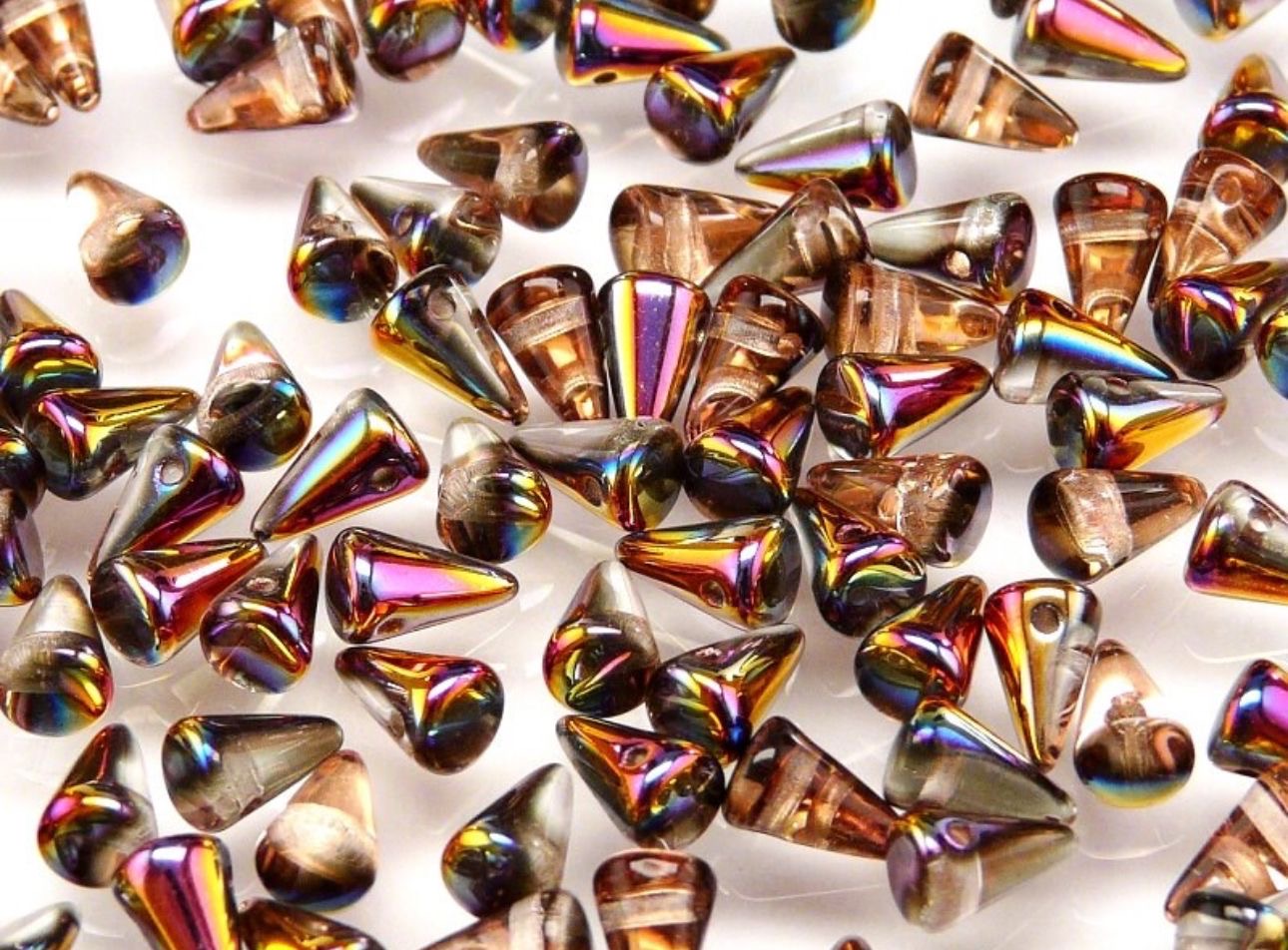 CB 1072 Czech pressed glass spike Beads crystal sliperits - per piece