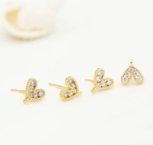 CZ573 zircon heart gold plated stud