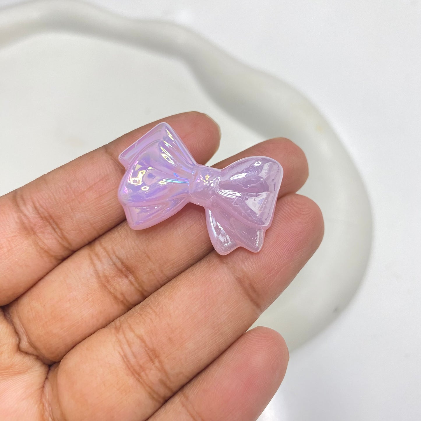 AC 1775 Luminous Bow uv plated shiny irrediscent Acrylic bead ( 1 pc )