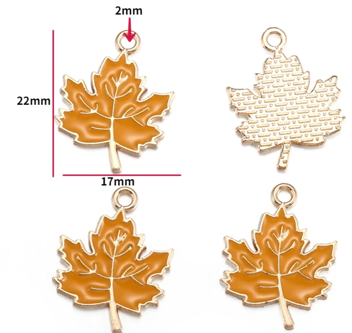 EC 1858 Autumn leaves enamel charm ( 1 pc )