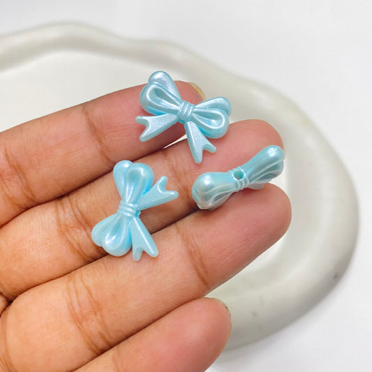 AC 2066 light blue bow pearl shiny luminous Acrylic bead ( 1 pc )