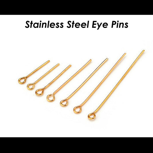 Stainless steel gold eye pins - per piece Anti-tarnish