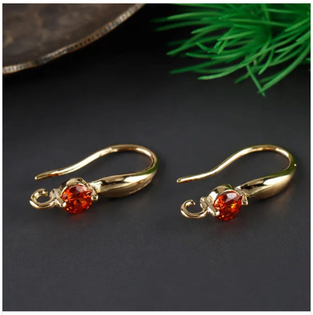 CZ 554 Gold plated zircon crystal hook - per pair - anti tarnish