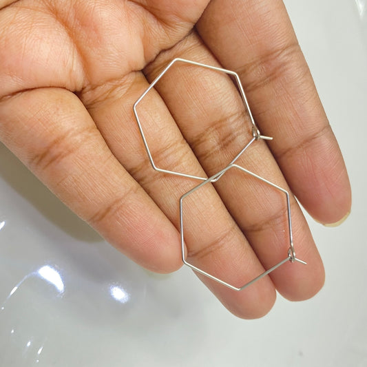 S236 sliver plated hexagon hoops