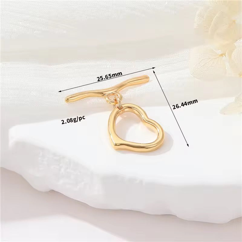 GP 2293 Heart OT toggle clasp 14k gold plated ( 1 pc ) - anti tarnish