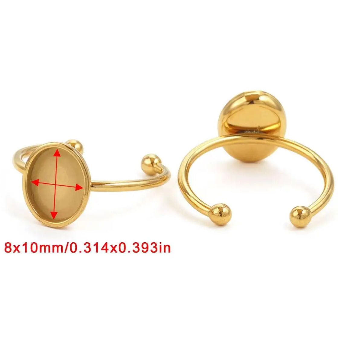 RB 919 Oval stainless steel gold ring - per piece