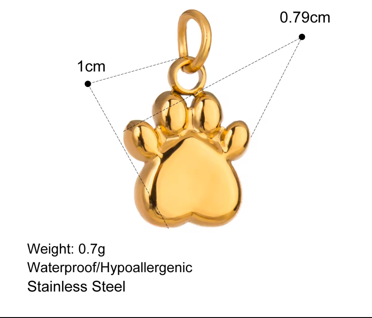 SS 2047 Tiny paw Stainless steel charm ( 1 pc ) Anti tarnish