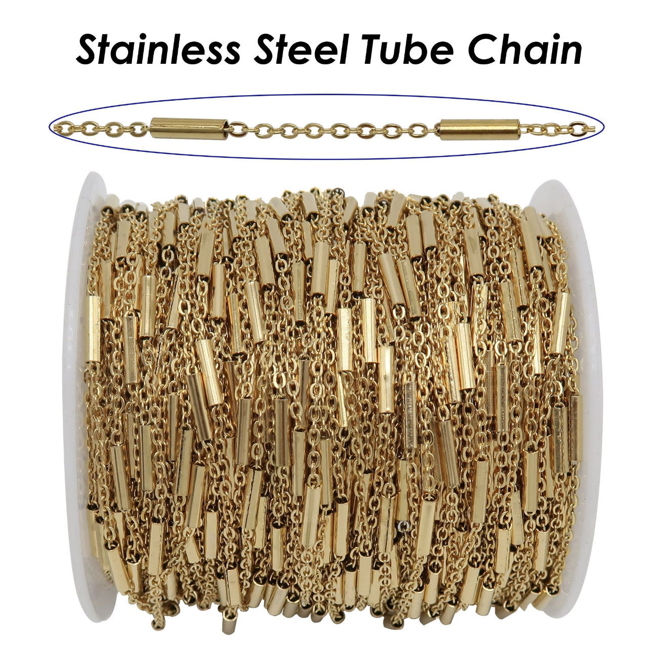 Stainless steel gold tube  chain - Anti tarnish