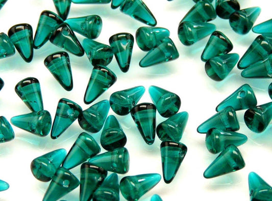 CB 1095 Czech pressed Glass spike Beads Emerald - per piece