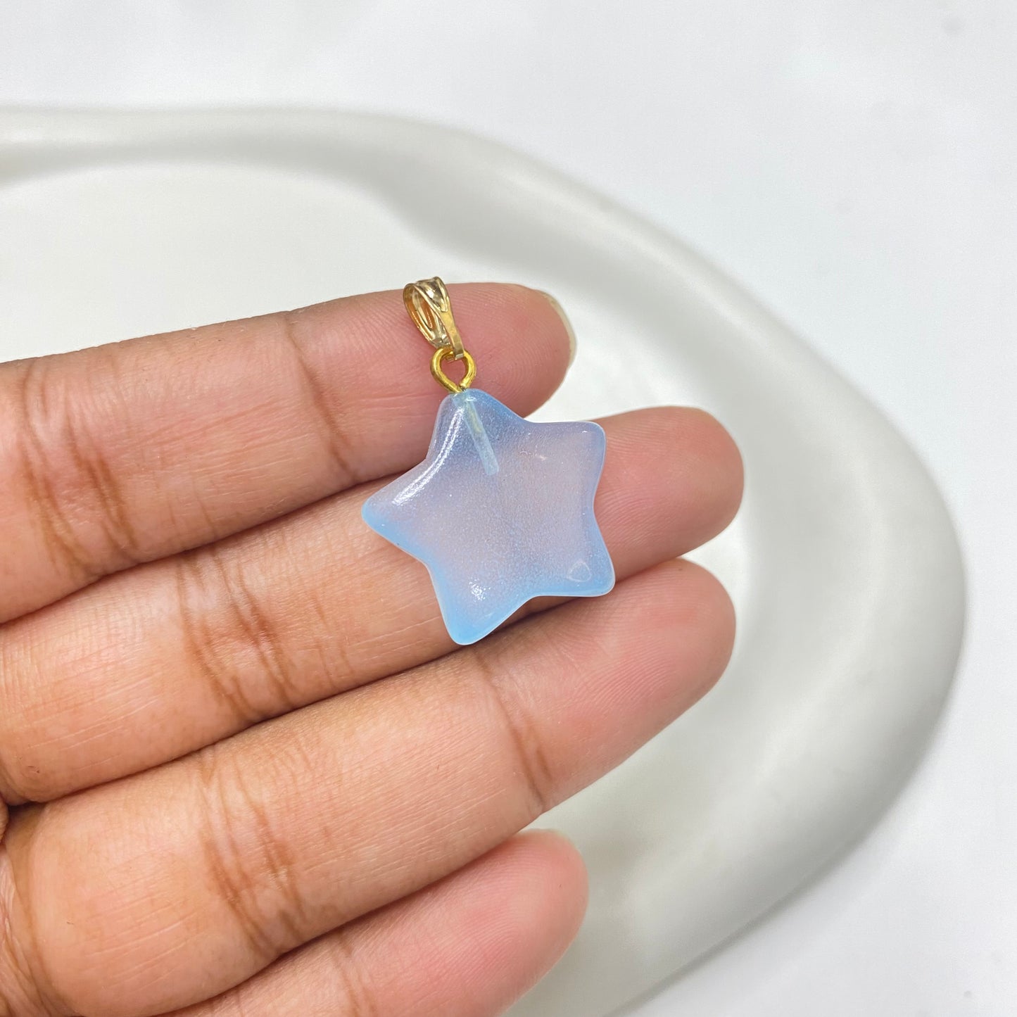 GB 1563 Light blue Star glass pendant- per piece