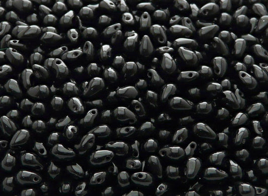 CB 1098 Czech pressed Glass Teardrop Beads Jet Black - per piece