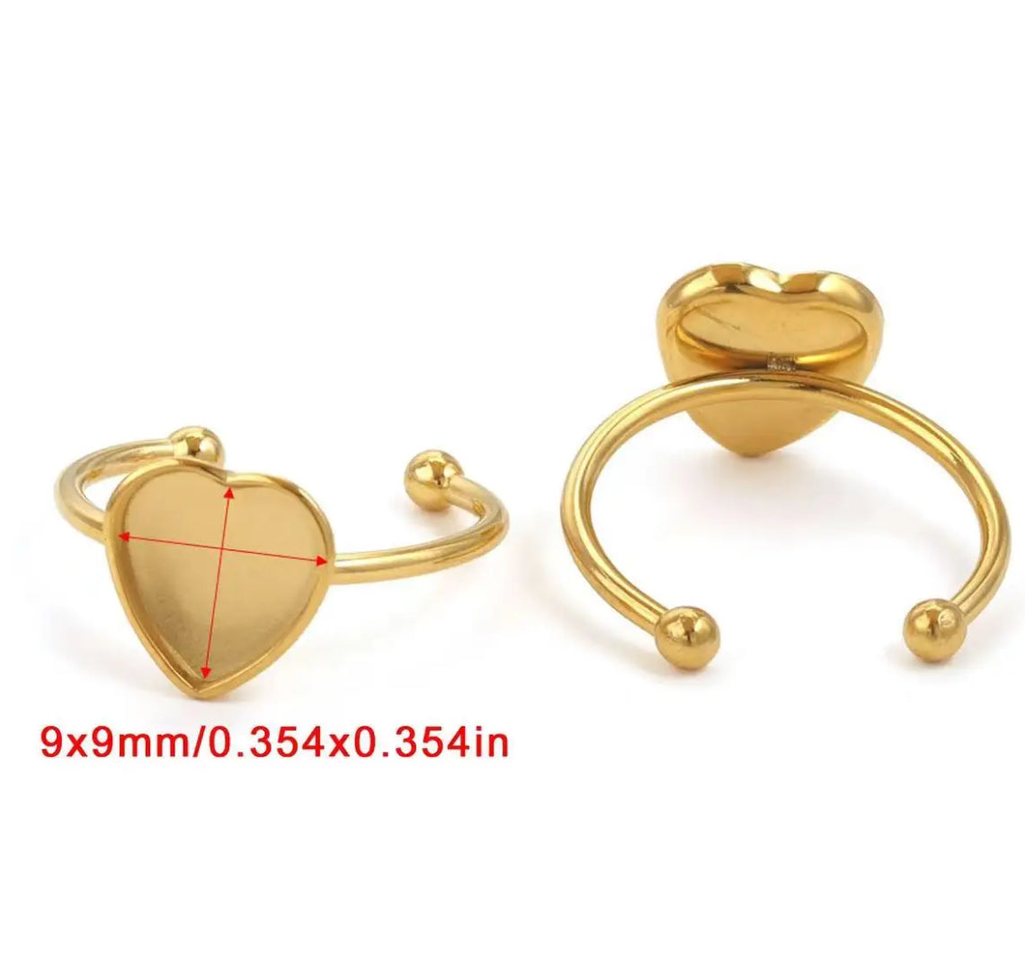 RB 918 Big Heartstainless steel gold ring - per piece