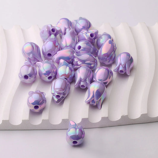 AC 1663 Tulip uv plated Acrylic bead ( 1 pc )