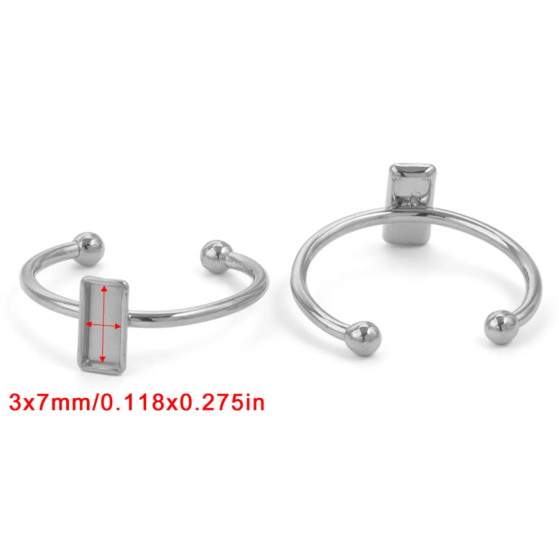 RB 928 long Rectangle stainless steel ring - per piece