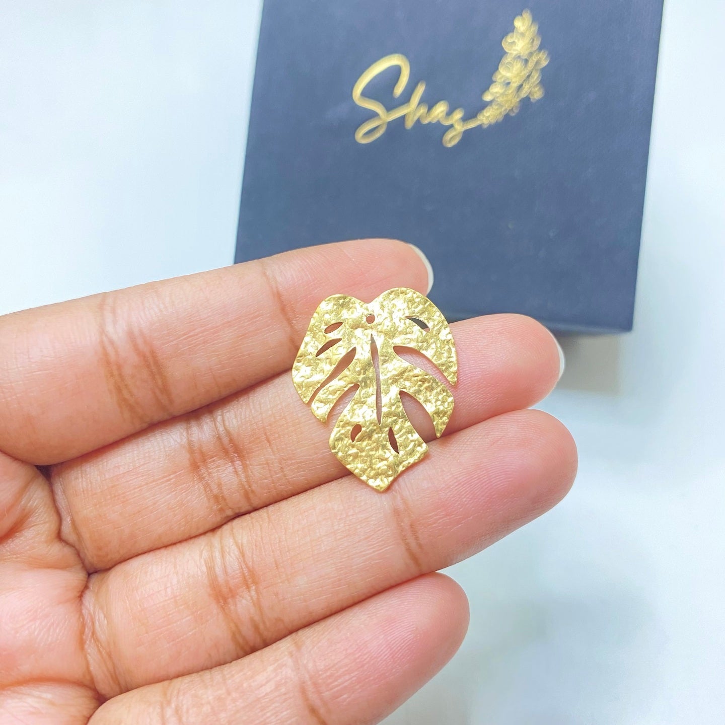 B60 hammered monstera charm