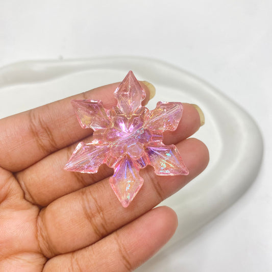 AC 1285 pink shiny irrediscent snowflake Acrylic bead- per piece