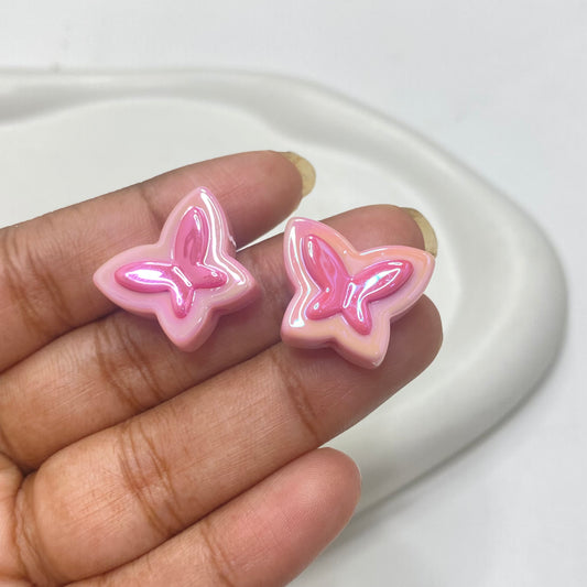 AC 1275 light pink shiny butterfly Acrylic bead- per piece