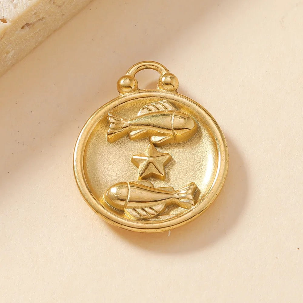 SS 1881 Pisces zodiac sign Stainless steel charm( 1 pc ) Anti tarnish