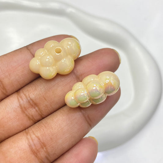 AC 1176 cream yellow iridescent bubble cloud Acrylic bead- per piece