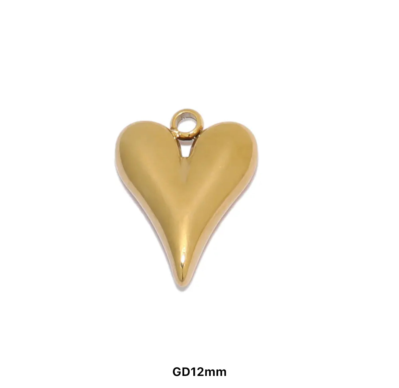 SS 1166 - Heart charm 18k gold plated stainless steel - per piece - anti tarnish