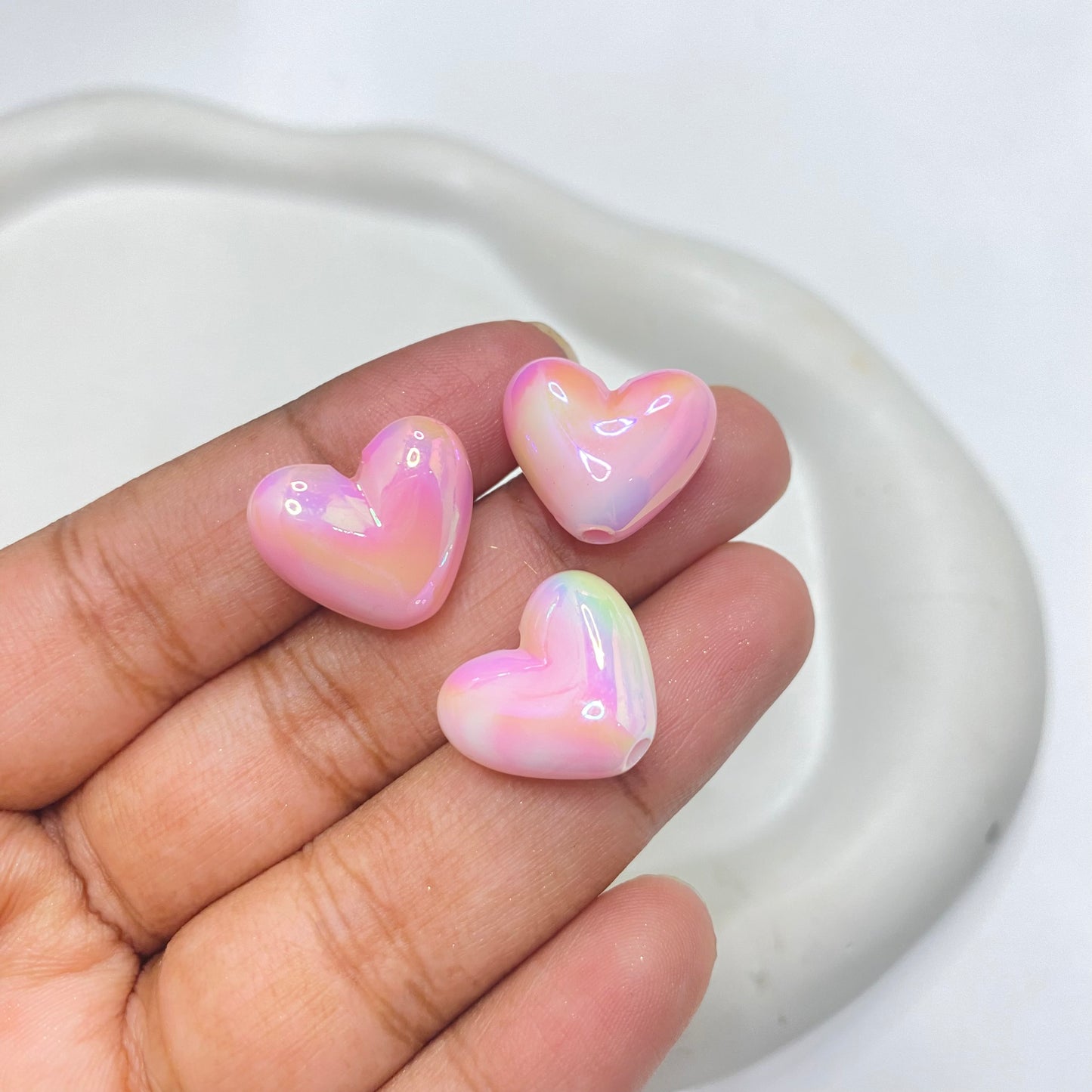 AC 2077 Pink rainbow shiny luminous Acrylic bead ( 1 pc )