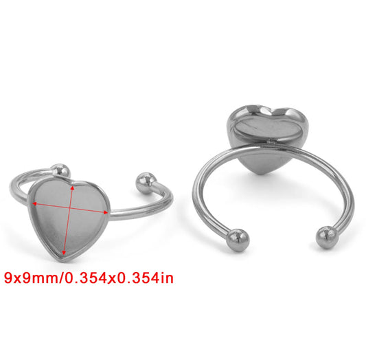 RB 926 Big Heart stainless steel ring - per piece